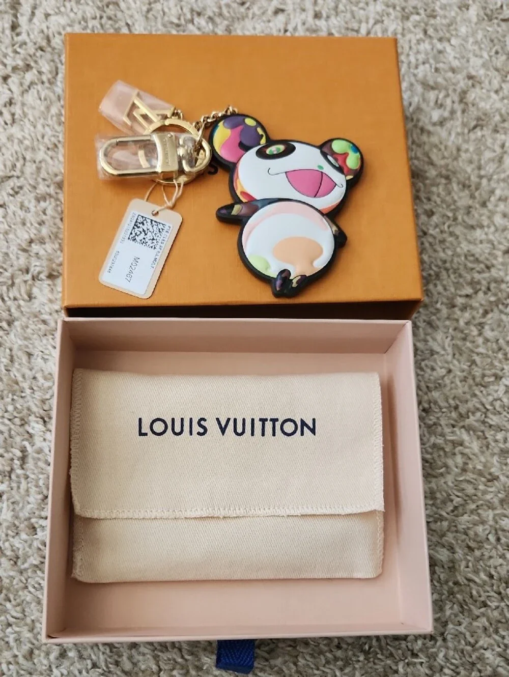 Louis Vuitton Murakami Multicolor Panda Bag Charm with Gold Hardware